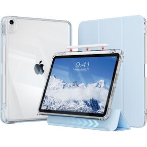 Hybrid Case for iPad Air 11 Inch M3 2025/M2 2024, iPad Air 5th/4th Generation Case 2022/2020 10.9 Inch with Pencil Holder, Detachable Sliding Cover with Clear Hard Back Shell, Cream White