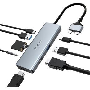 USB C Docking Station, 9 in 2 USB C Hub Compaitble with MacBook Pro/Air with Dual 4K HDMI Output, 100W PD, USB 3.0 Data Transfer, SD/TF Card Reader, 3.5mm Audio
