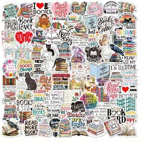 100PCS Bookish Stickers for Kindle Ebook Readers, Bling-Bling-Shine Vinyl Waterproof Sticker DIY, and Declaration for Laptop, Water Bottle, Scrapbook
