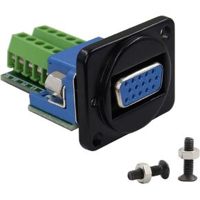 QIANRENON DB15 3+6 Solderless Crimp Module Connector VGA Female XLR Panel Mount Header 3 Row DB Engineering Wiring Socket,Transmits Analog Video Signals,Black