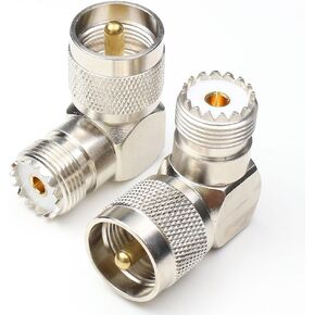 UHF Male to Female Right Angle Connectors, PL259 Coax Connector UHF Right elbow 90 Degree Connector SO239 Coaxial Connectors Adapters 2Packs