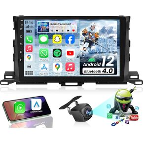 Upgrade Car Radio for Toyota Highlander 2014-2019: 10.1" HD Touchscreen Head Unit Replacement Stereo with Wireless Carplay & Android Auto GPS Backup Camera SWC Bluetooth FM DSP WiFi