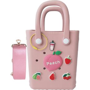 Rubber Beach Bag with Strap, Bitty EVA Tote Bag with 6 Charms