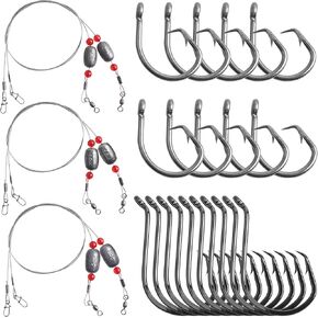Silanon Salanon Saltwater Grouper Snapper Pills Carolina Rig Bottom Surf Phicking Rigs with Egg Grockers Weight Circle Hooks for Catfish Flounder Redfish Grouper Halibut Striper
