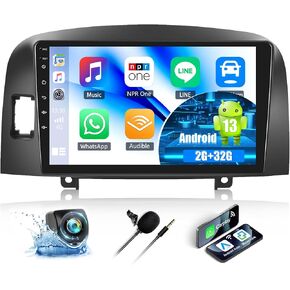 CAMECHO 2G+32G Android 13 Car Stereo for Hyundai Sonata NF 2004-2008 9 Inch Touch Screen with Wireless CarPlay Android Auto Mirror Link 26UI Bluetooth FM GPS Navigation WiFi SWC Backup Camera