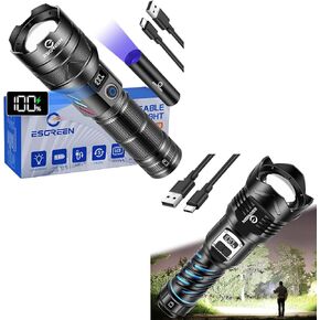Esgreen 2 Pack Super Bright Rechargeable Flashlights High Lumens, Long Range,Long Lasting, Multi-Functional USB Input & Output