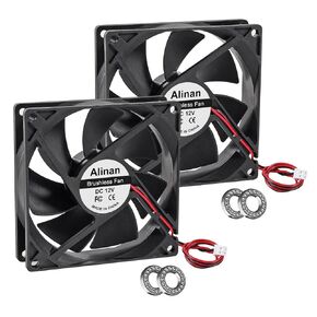 Alinan 2pcs 9225 92mm x 25mm 24V Dual Ball Bearings Brushless Fan 2Pin DC Cooling Exhaust Fan for Radiator DIY Air Exhaust Vent Cooling