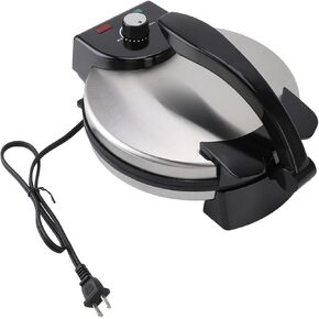 AUNMAS 10Inch Electric Tortilla Maker, Non Stick Chapati Machine with Knob Temperature Control, Stainless Steel Cover for Cooking, Easy with Aluminum Alloy SUS, 1100W
