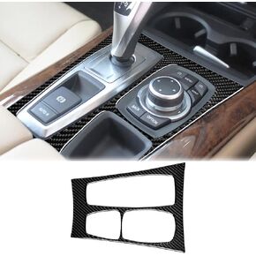 SUNJIKA Compatible with Carbon Fiber Center Consoles Gear Shifter Box Panel Cover Trim Auto Car Interior Accessories for BMW X5 X6 E70 E71 2007 2008 2009 (1pc Black C) in Kuwait