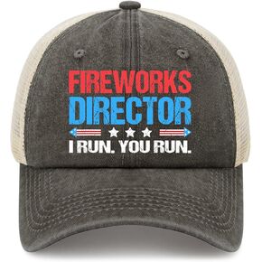 Fireworks Director I Run You Run Hat Custom Hats AllBlack Sun Hat Men Gifts for Father Outside Hats