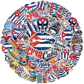 64pcs Cuba Stickers - Cuban Flag Bandana Party Decorations Waterproof Decals for Water Bottles Laptop Luggage Computer Scrapbooking Teens Adults Girls Kids Funny Party Birthday Decorations