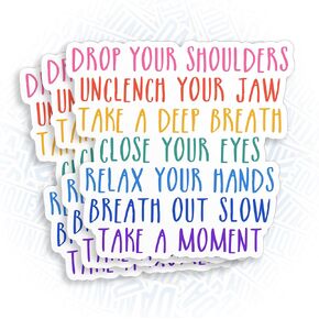 (3Pcs) No You're Right Let's Do It The Mental Health Sticker, Take a Moment - Care Stickers 3" Drop Your Shoulders, Unclench Your Jaw, Waterproof Die-Cut Vinyl Sticker Laptop Water Bottle 3 Inches