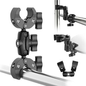 Double Super Clamp Mount - 360° Adjustable Alloy Clamp for Photography & Video Studio (5LB Load) - Compatible with Light Stands, Monitors, Umbrellas, Reflectors, Tripods & More