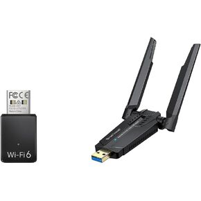 BrosTrend AX900 USB WiFi Adapter for Desktop PC Laptop, Mini WiFi 6 Adapter, WiFi 6 USB Adapter 5GHz 600Mbps 2.4GHz 286Mbps + AXE5400 WiFi 6E USB Adapter, Tri-Band Long Range