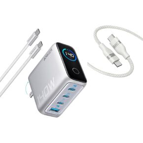 Anker Nano USB C Cable, 240W 3 ft Flexible Multi-Color Braided Cord, Fast Charging Type C Charger&140W USB-C Charger, Anker Laptop Charger, 4-Port Multi-Device Fast Charging