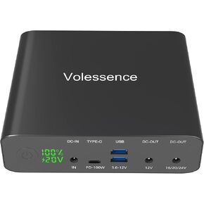 Laptop Power Bank PD 100W, 32000mAh USB C Portable Laptop Charger with 1 USB-C PD3.0 Port, 2 DC Ports, 2 USB QC3.0 Ports for USB-C Laptops, Tablets, Smartphones and Other Devices