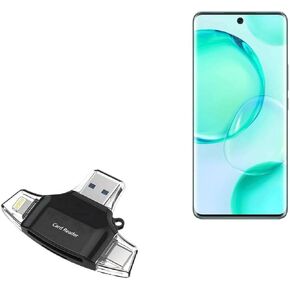 BoxWave Smart Gadget Compatible with Huawei Honor 50 SE - AllReader SD Card Reader, microSD Card Reader SD Compact USB - Jet Black