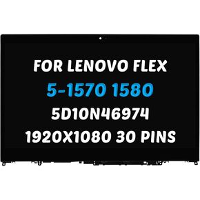 5D10N46974 Replacement for Lenovo Flex 5-1570 5-1580 LCD Display 80XB 81CA 81CA0008US 81CA0009US 80XB0008US FHD 1920x1080 15.6" 30 Pins 60Hz LED Screen Digitizer Assembly (for Touch Screen Only)