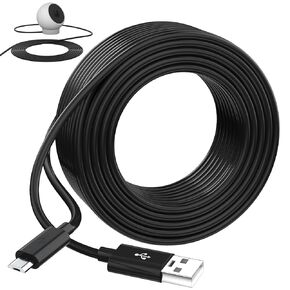سلك طاقة كابل Micro 10m/33ft Micro USB متوافق مع الكاميرا الداخلية eufy e200 Wyze Cam Pan V3 v4 Blink Xiaomi Mi 360 ° 2K Pro Extra Micro USB Cable for Security Camera ، Black