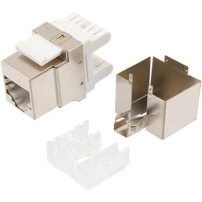 NavePoint 180 Degree CAT6A Keystone Jack, RJ45 Female, 10 Pack, FTP Shielded