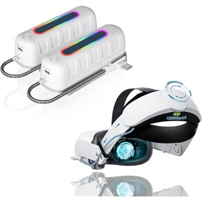 Two Battery Pack for Oculus Quest 2 5000mAh with Multi-Colors RGB Lights,Head Strap with Battery for Oculus Quest 2 10000mAh