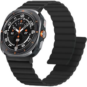 العصابات المغناطيسية Anlinser متوافقة مع Samsung Galaxy Watch الفائق الفرقة 47 ملم للرجال ، حزام رياضة سيليكون مقاوم للماء مع مغناطيس متوافق مع Samsung Watch Ultra ، Black in Kuwait