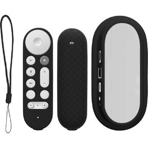 kwmobile Remote Cover Set Compatible with Google TV Streamer 4K - Remote and Device Case 2 Piece Set - Black