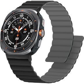 Anlinser Magnetic Bands Compatible with Samsung Galaxy Watch Ultra Band 47mm for Men Women, Waterproof Silicone Sport Strap with Magnet Compatible with Samsung Watch Ultra, Black