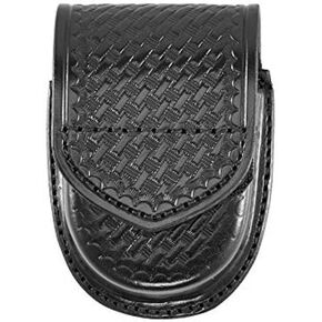 Aker Leather Products Double Handcuff Case Aker Leather 500D Double Handcuff Case, Basketweave, Velcro, Black