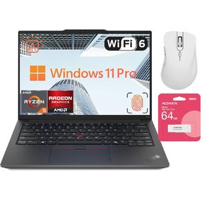 Lenovo ThinkPad E14 Gen 6 Laptop | 14" WUXGA | AMD Ryzen 5 7535U | 32GB DDR5 RAM | 1TB SSD | Fingerprint | Backlit | Wi-Fi 6 | Windows 11 Pro | Bundle with Ergonomic Mouse and ADATA USB Flash Drive