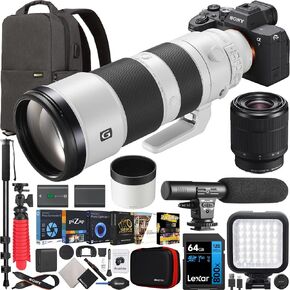Sony A7 IV كاميرا كاملة الإطار غير المرآة + 2 عدسة KIT 100-400MM F4.5-5.6 GM OSS G MASTER + 28-70MM ILCE-7M4K/B + SEL100400GM | نموذج شريك سوني الولايات المتحدة الرسمي | حزمة مع حقيبة ظهر Deco Gear +Monopod