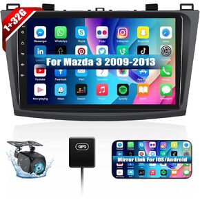 [1+32G] Android 13 Car Stereo for Mazda 3 2009-2013,9 Inch Touchscreen Car Radio with Mirror Link GPS WiFi Bluetooth FM/RDS Radio SWC Dual USB/AUX-in+AHD Backup Camera