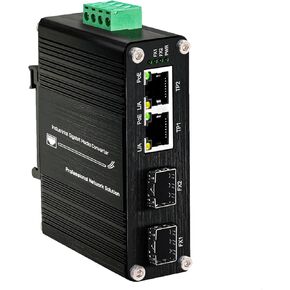 2-Port PoE Gigabit Ethernet Switch with Dual SFP Ports - Industrial-Grade Unmanaged Switch, 12~48VDC Input, 30W PoE+, DIN-Rail or Wall Mount, Rugged Metal Design