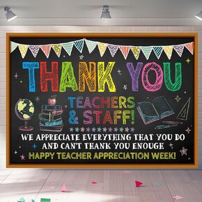 Teacher Appreciation Week Decorations - 70 X 45 Inch Teacher Appreciation Backdrop Thank You Teachers We Appreciate You Banner for Indoor Outdoor Classroom and School