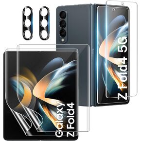 6 Pcs For Samsung Galaxy Z Fold 4 Screen Protector (2 Inner TPU Films+2 Front Tempered Glass+2 Camera Lens Protecters), Fingerprint Suitable, Case Friendly, For Z Fold 4 Screen Protector