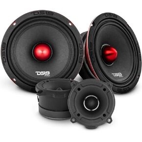 DS18 2X 6.5, Midrange Loudspeaker Red Aluminum Bullet 500W Max 250W RMS 8 Ohms with 2X PRO Super Bullet Tweeters Built in Crossover