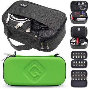 sisma Travel Cords Organizer Universal Small Electronic Accessories Carrying Bag Special Edition + QUENZROC USB Flash Drive Case Green