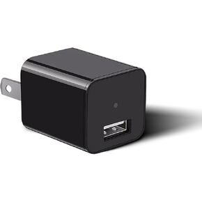 USB Charger Camera, 4K Ultra HD Cam Plug Mini Cam Wall Outlet Chargers Camera -Wallmount Cam Support Use OTG Line(not Include) -for Home & Office (No Audio)-Black