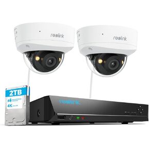 REOLINK 5MP PoE Outdoor Security Cameras, Color Night Vision, IK10 Vandal-Proof, Smart Detection, 2X RLC-540A with 1x 4K 8CH PoE NVR, RLN8-410, Pre-Installed 2TB Hard Drive