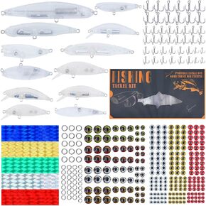 357pcs DIY Fishing Lure Making kit with unpainted Lure Blanks, Eyes, Stickers & Treble Hooks - Complete Fishing Lure Making Supplies for Crafting Your own Fishing Lures