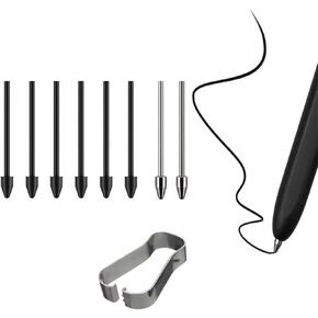 [2+5] 2 Titanium Alloy Galaxy S24 Ultra Stylus Pen Tips Nibs, Fine Point, No Worn Out, Replacement for Samsung Galaxy S24U Stylus Pen +5 Pcs Plastic Black Tips Replacement [2+5 Set]