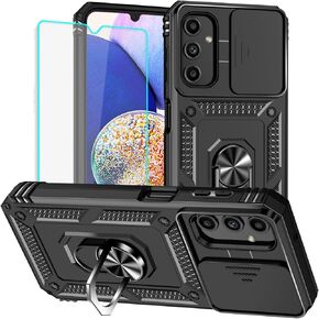 HNHYGETE for Samsung Galaxy A14 5G Case: Galaxy A14 5G Case with Screen Protector: (Heavy Duty) Military Grade 360° Rotatable Kickstand Shockproof Protective Cases for Samsung Galaxy A14 5G (Green)