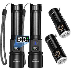 Rechargeable Flashlights High Lumens, 950,000LM Super Bright Flash Light, 5 Modes Zoomable Linternas with LCD Digital Display And High Lumens Super Bright USB-C Charge LED Compact Powerful Flashlight