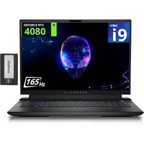 Dell Alienware M18 R2 Gaming Laptop, 18" QHD 165Hz 3ms Display, Intel i9-14900HX, 64GB DDR5, 4TB PCIe SSD, GeForce RTX 4080 12GB GDDR6, Backlit Keyboard, Win 11 Pro, Black, 256GB Docking Station Set