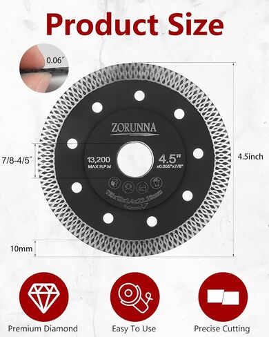5Pcs Diamond Blade for Angle Grinder,Super Thin 4.5" Diamond Blade for Grinder,Chip-Free Cutting Tile Cutting Blade for Dry and Wet Cutting Porcelain Ceramic Granite Marble Tile. in Saudi Arabia