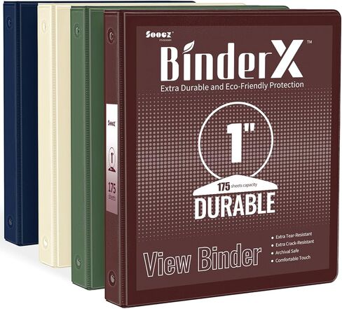 4 Pack Extra Durable 3 Ring Binders 1 Inch, Sooez 1" Three Ring Binder, Eco-Friendly & PVC Free, Customizable Clear View Cover for Letter Size 8.5 x 11'' Paper, Pastel School Office Supplies for Girl in Saudi Arabia
