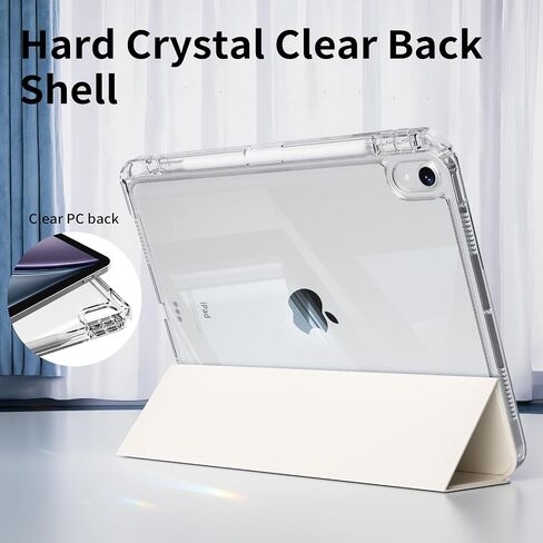 Hybrid Case for iPad Air 11 Inch M3 2025/M2 2024, iPad Air 5th/4th Generation Case 2022/2020 10.9 Inch with Pencil Holder, Detachable Sliding Cover with Clear Hard Back Shell, Cream White in Saudi Arabia