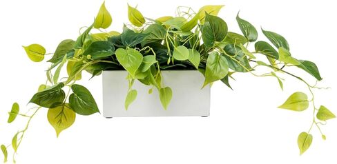 MyGift Vibrant Lifelike Artificial Plant Pelargonium Graveolens Leafy Vine Greenery in Burnt Brown Solid Wood Rectangular Planter Box ﻿ in Kuwait