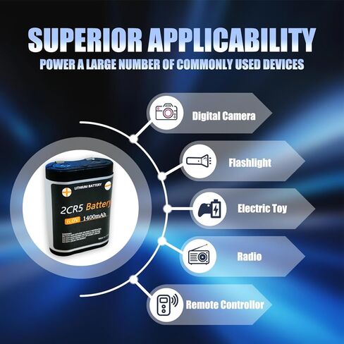 بطارية 6V CR-P2 ، 2025 ترقيات جديدة ، تحل بطارية Lithium Photo Battery محل بطاريات 223A و 2CR-P2 و EL223AP و DL223A 1600MAH (10 حزم) in Kuwait