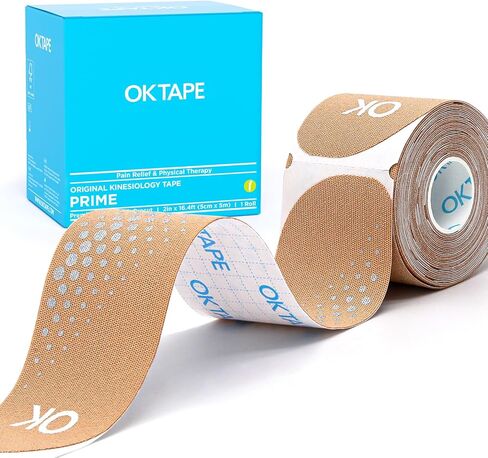 OK TAPE Synthetic Kinesiology Tape Precut Strips, Breathable Sports Athletic Tape for Joint & Muscle Pain, 2in×16.4ft Roll, Black in Kuwait